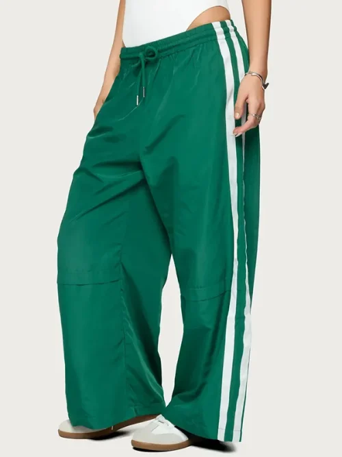Alternative view of Sweatpants custom design green striped loose-fitting track pants
