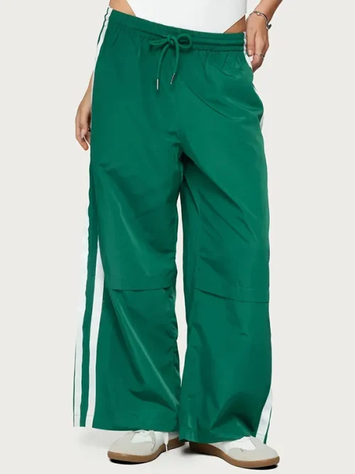 Sweatpants custom design green striped loose-fitting track pants