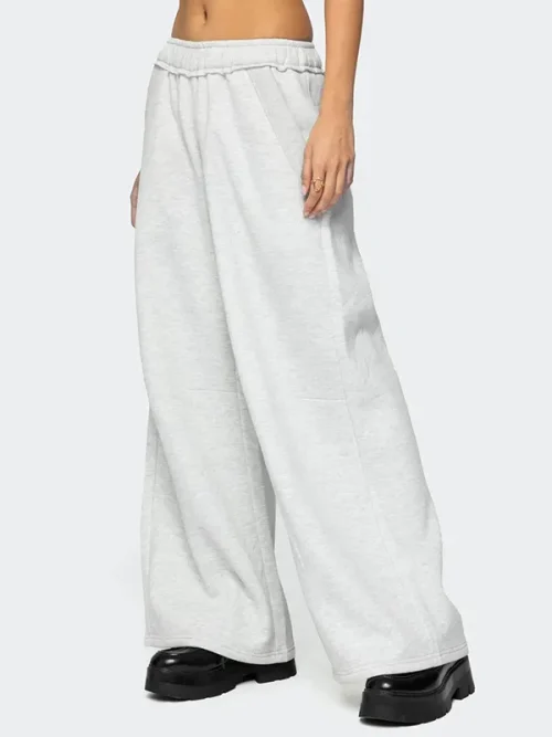 Alternative view of Women's custom sweatpants cloud-feeling light gray wide-leg pants