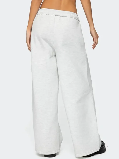 Women's custom sweatpants cloud-feeling light gray wide-leg pants - Image 3
