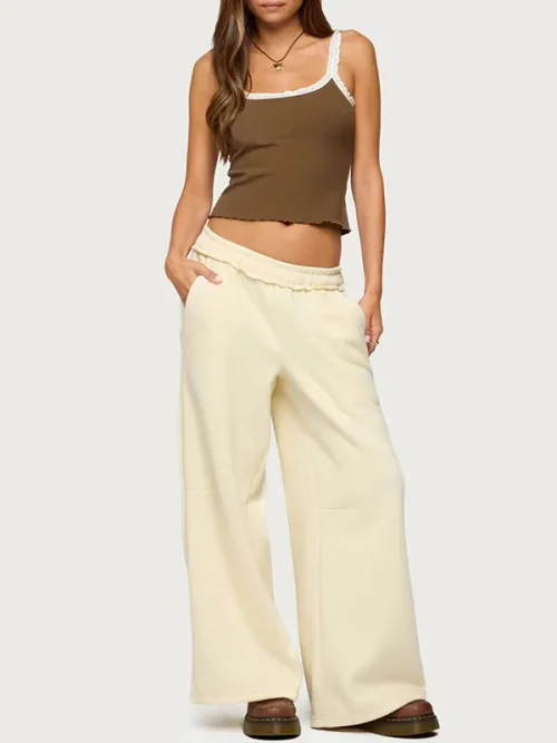Women's custom sweatpants cloud-feeling light gray wide-leg pants - Image 5