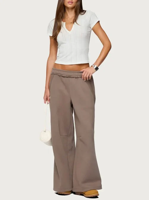 Women's custom sweatpants cloud-feeling light gray wide-leg pants - Image 6