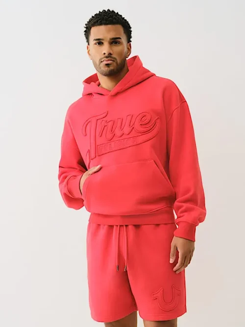 Alternative view of Custom tracksuit factory LOGO Applique Pink Hoodie