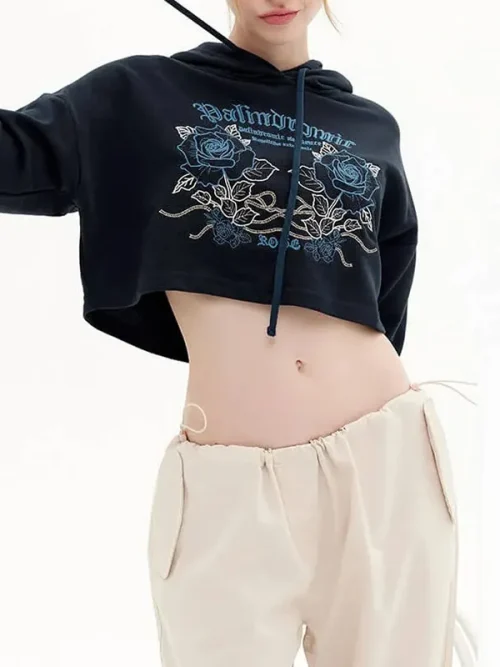 Alternative view of Custom printed sweatshirts women long sleeve cropped hoodie