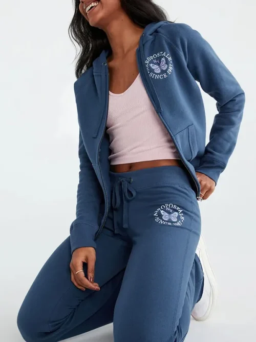 Alternative view of Embroidered sweatshirts custom butterfly full-zip hoodie