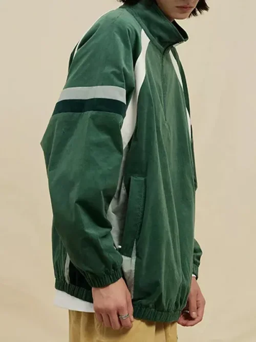 Alternative view of Custom collegiate sweatshirt dark green half-zip track jacket