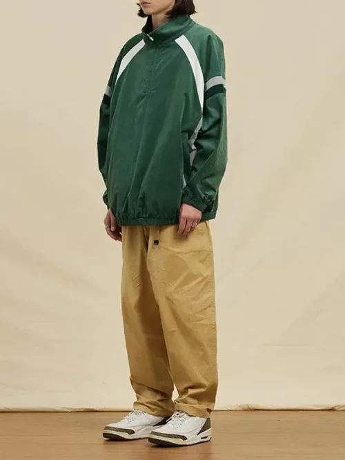 Custom collegiate sweatshirt dark green half-zip track jacket - Image 6
