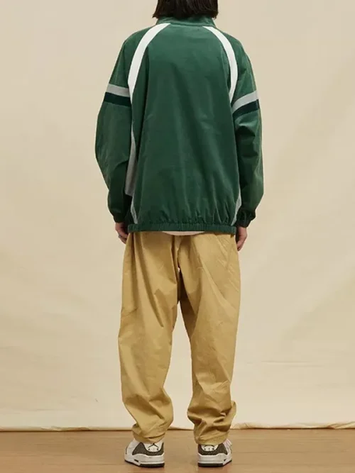 Custom collegiate sweatshirt dark green half-zip track jacket - Image 7