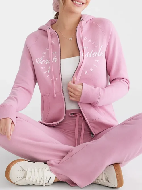 Alternative view of Custom Ink Sweatshirt Light Pink Full-Zip Hoodie