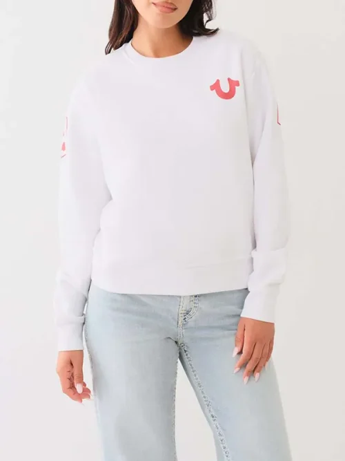 Custom crew neck sweatshirts minimalist white long-sleeved