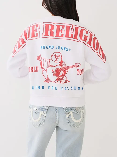 Alternative view of Custom crew neck sweatshirts minimalist white long-sleeved