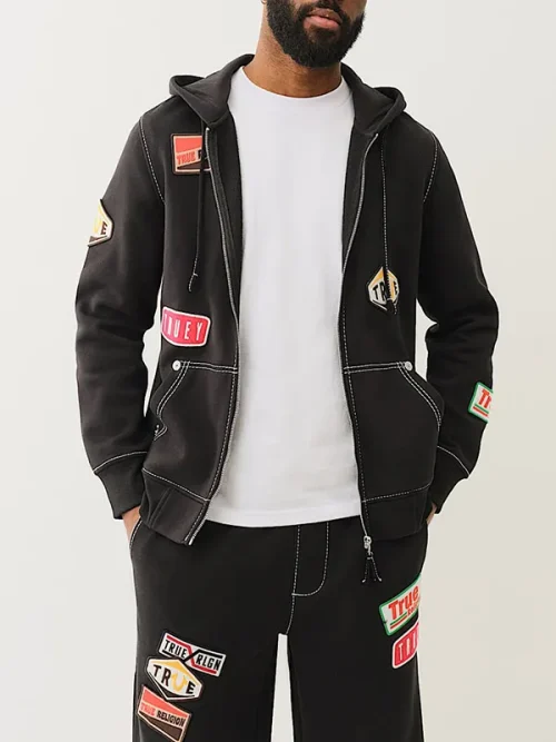 Alternative view of Custom sweatshirts with logo colorful patch decoration hoodie