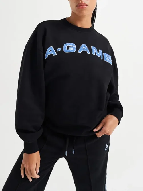 Custom felt letter sweatshirts dropped shoulders loose round neckline - Image 5