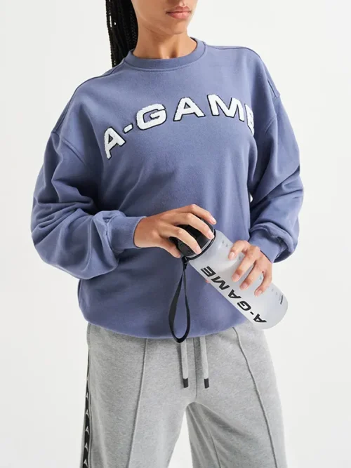 Custom felt letter sweatshirts dropped shoulders loose round neckline