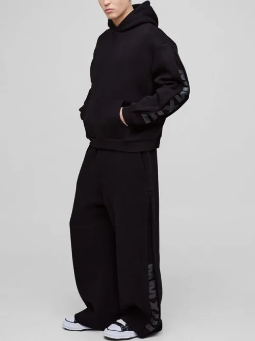 Alternative view of Custom sweatshirt with sleeve print black heavyweight hoodie