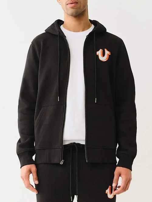 Alternative view of Custom black sweatshirt 3D color offset printing process