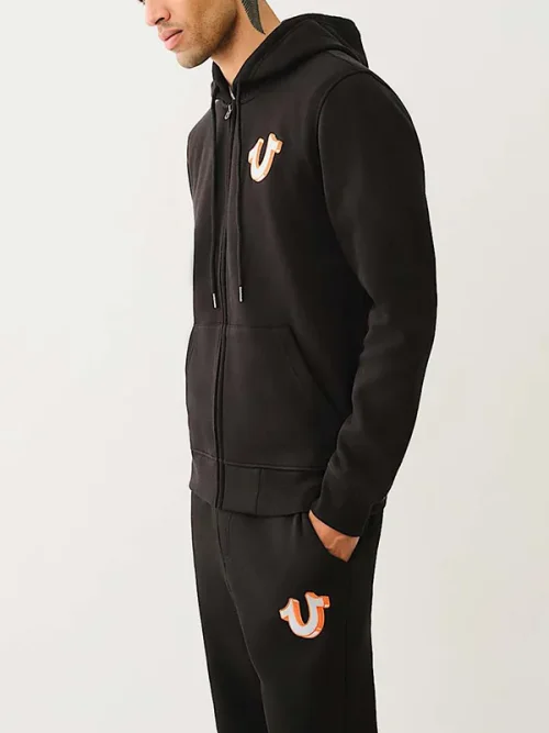 Custom black sweatshirt 3D color offset printing process - Image 3