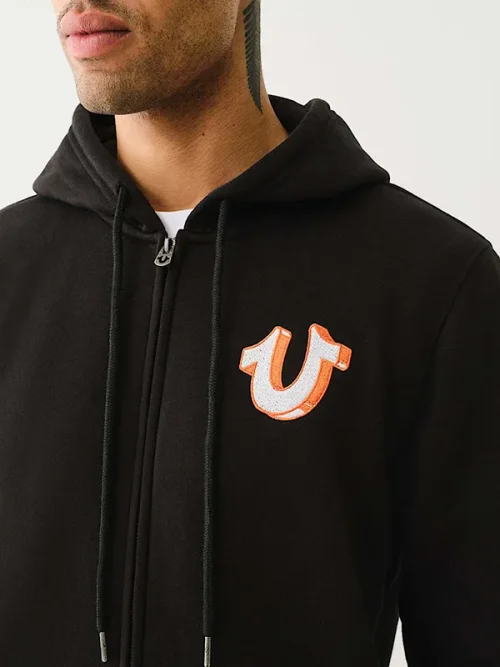 Custom black sweatshirt 3D color offset printing process - Image 4