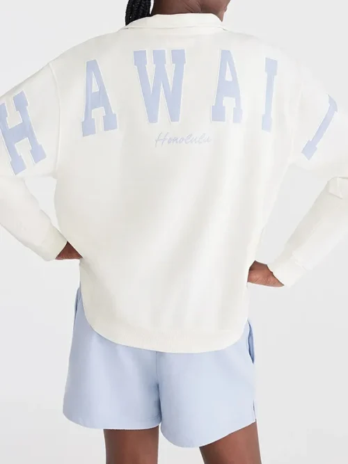 Alternative view of Custom white oversized quarter-zip sweatshirt