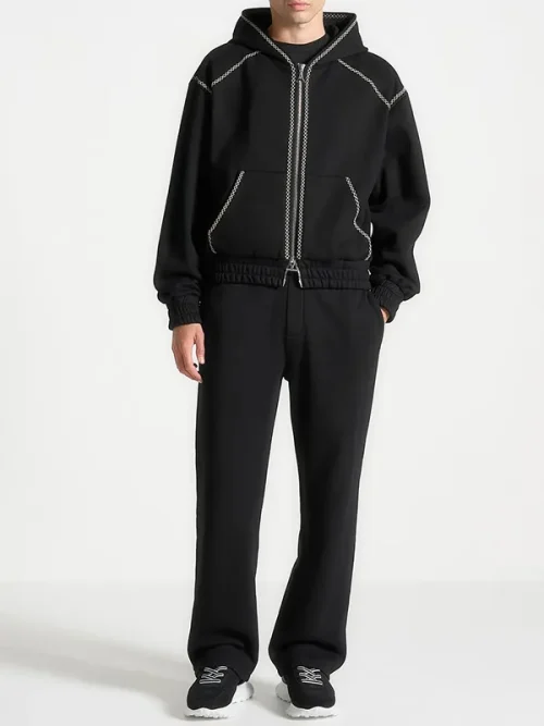 High Quality Custom Sweatshirts Midnight Black Full Zip Hooded Jacket - Image 4