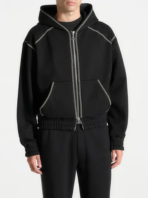High Quality Custom Sweatshirts Midnight Black Full Zip Hooded Jacket