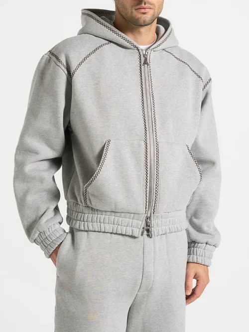 High Quality Custom Sweatshirts Midnight Black Full Zip Hooded Jacket - Image 5