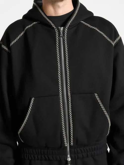 Alternative view of High Quality Custom Sweatshirts Midnight Black Full Zip Hooded Jacket