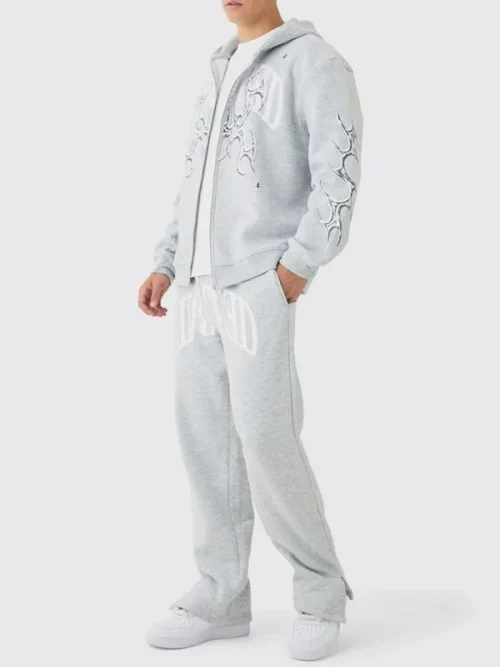 Printed Sweatshirts Custom 3D Metal Thorn Pattern Space Cotton Zipper Shirt