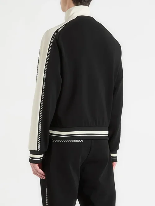 Alternative view of Best quality custom sweatshirts black and white contrast stand collar jacket
