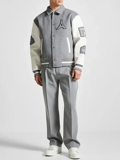 Quality custom sweatshirts paneled leather sleeve baseball jacket - Image 4