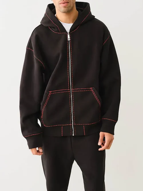 Best custom embroidered sweatshirts black background red Buddha music theme hoodie