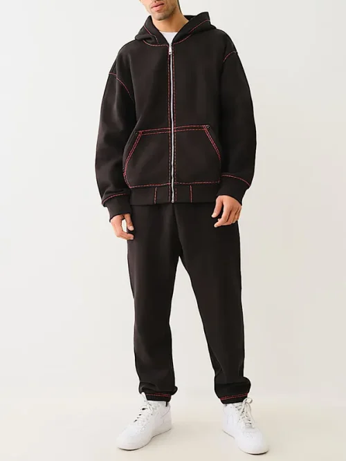 Best custom embroidered sweatshirts black background red Buddha music theme hoodie - Image 5