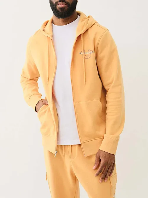 Alternative view of Custom embroidered horseshoe logo loose hooded sweatshirts
