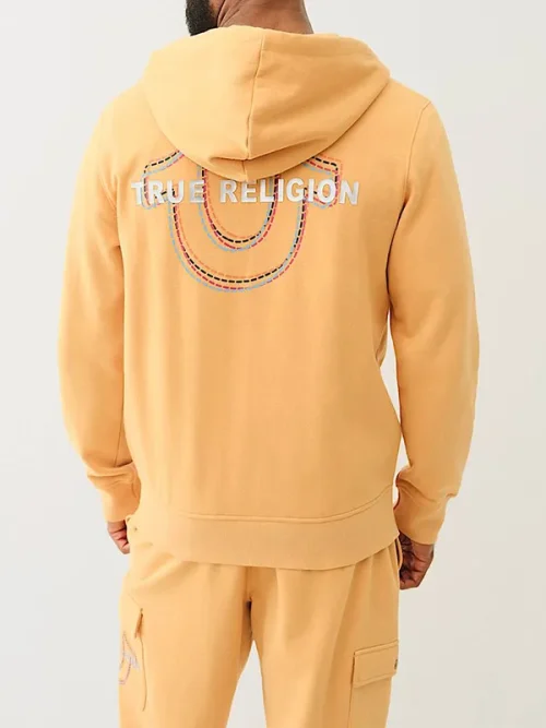 Custom embroidered horseshoe logo loose hooded sweatshirts - Image 3
