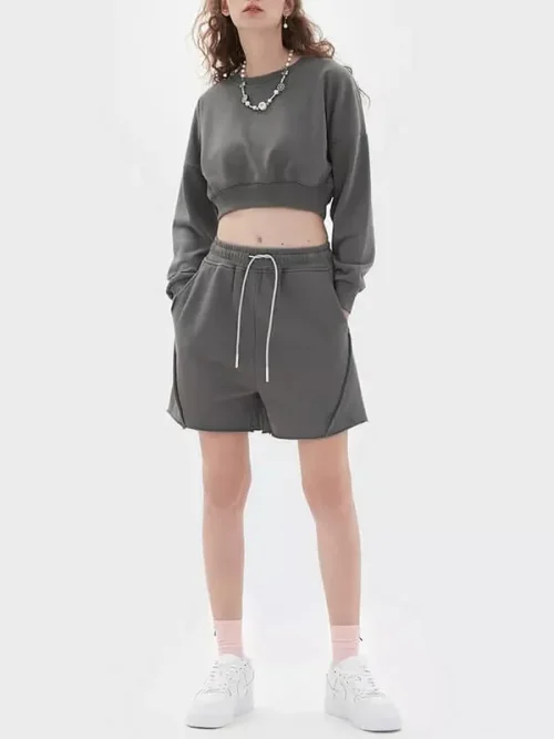 Custom cotton batwing sleeve short sweatshirts - Image 3