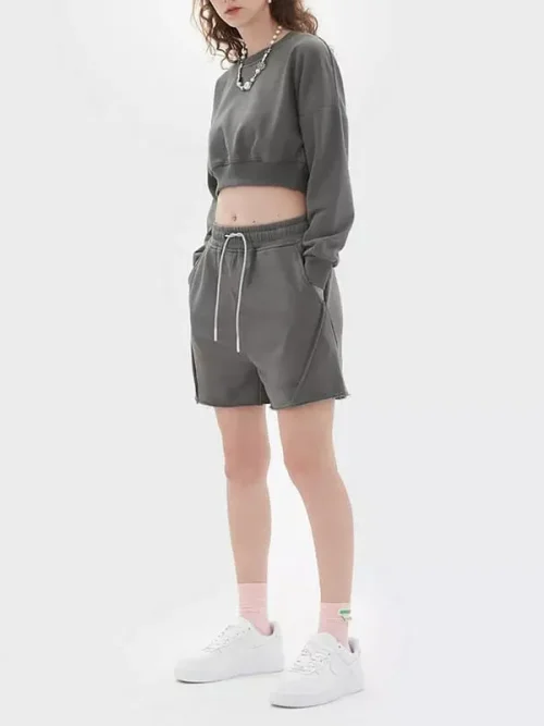 Custom cotton batwing sleeve short sweatshirts - Image 4