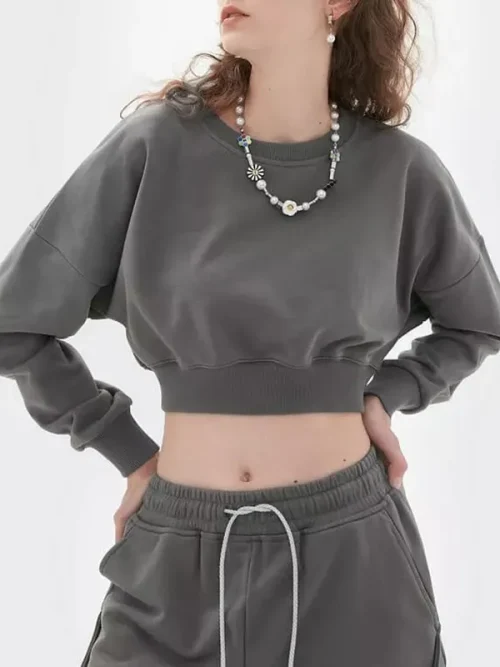 Custom cotton batwing sleeve short sweatshirts