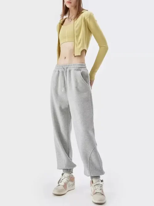 Best Custom Sweatshirts Mustard Yellow Cropped Hoodie with Asymmetrical Hem - Image 4