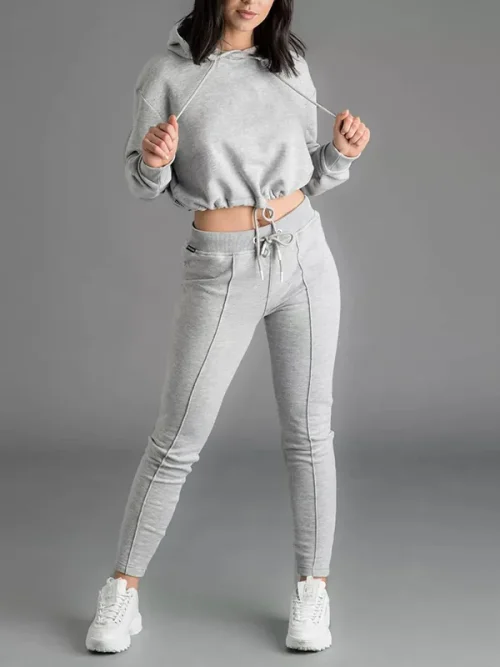 Alternative view of Custom soft sweatshirts cropped drawstring waist hoodie