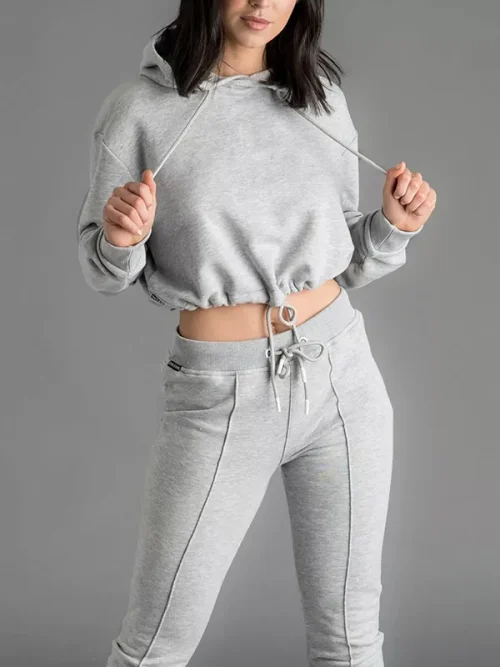 Custom soft sweatshirts cropped drawstring waist hoodie