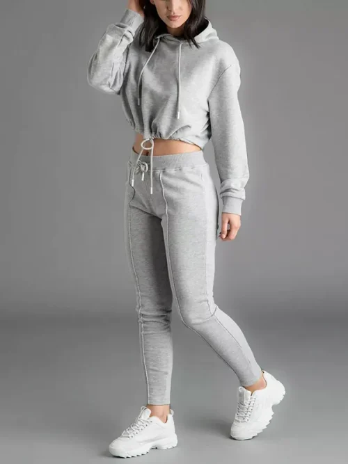 Custom soft sweatshirts cropped drawstring waist hoodie - Image 3