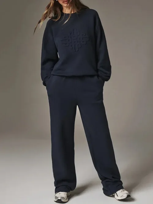 Custom stereo embossed crew neck long sleeves sweatshirt - Image 5