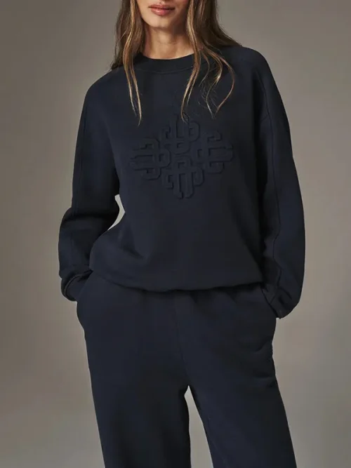 Custom stereo embossed crew neck long sleeves sweatshirt
