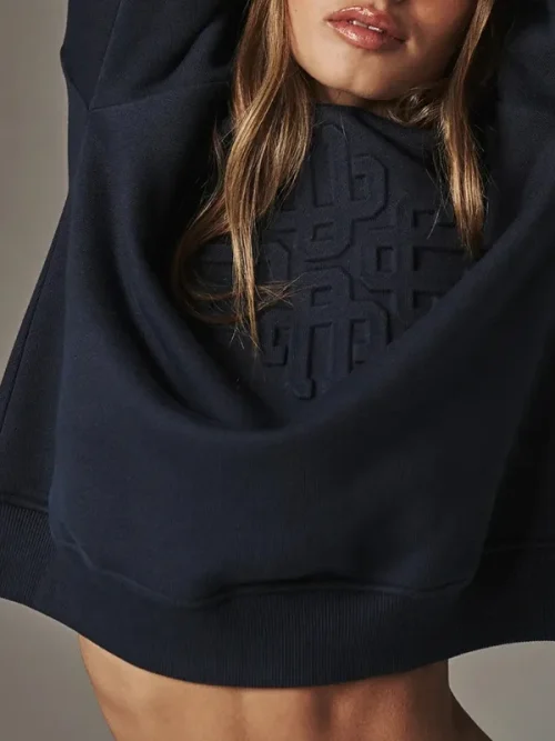 Custom stereo embossed crew neck long sleeves sweatshirt - Image 3