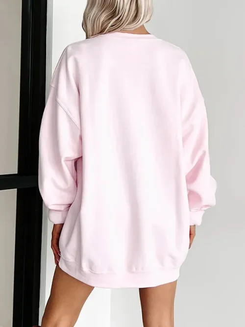 Custom pink sweatshirt large print loose long pullover - Image 4