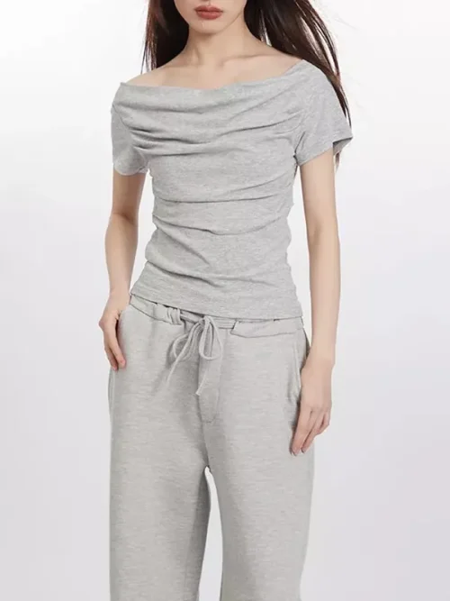 Custom tee shirts off-the-shoulder cropped top