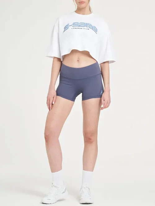 Alternative view of Custom made white navel-baring lettering print tee shirts