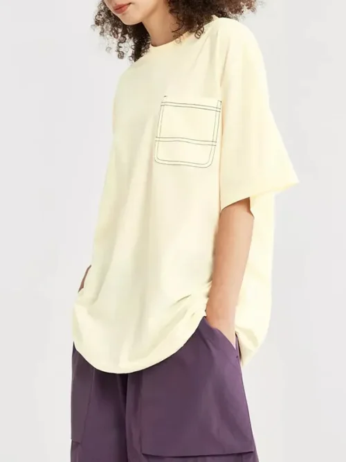 Alternative view of Custom Made Cream Minimalist Pocket T shirt