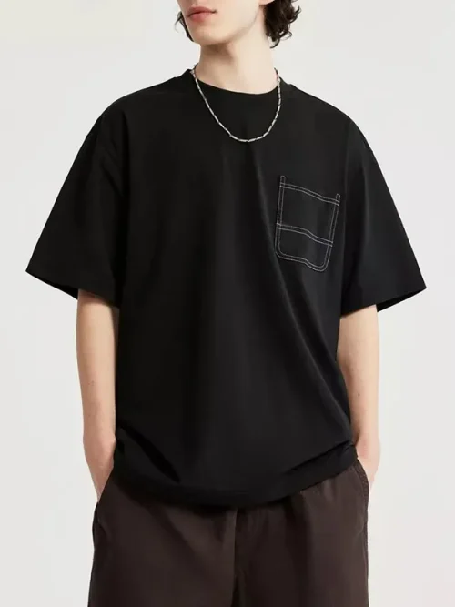 Custom Made Cream Minimalist Pocket T shirt - Image 3