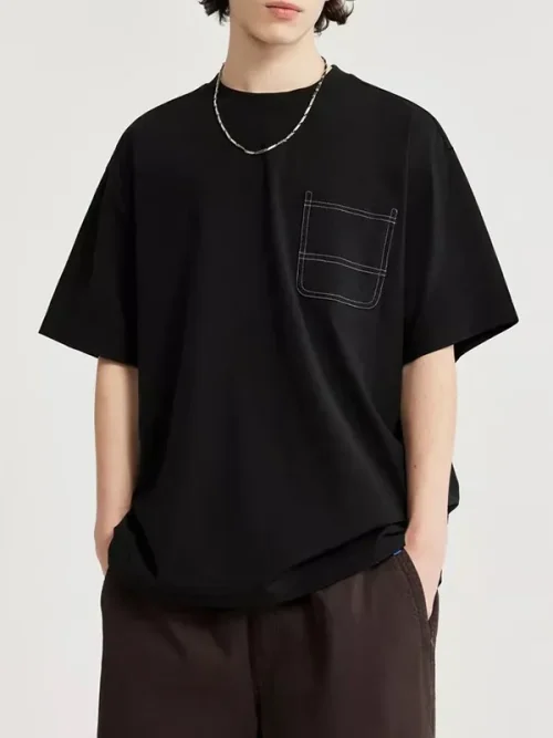 Custom Made Cream Minimalist Pocket T shirt - Image 4